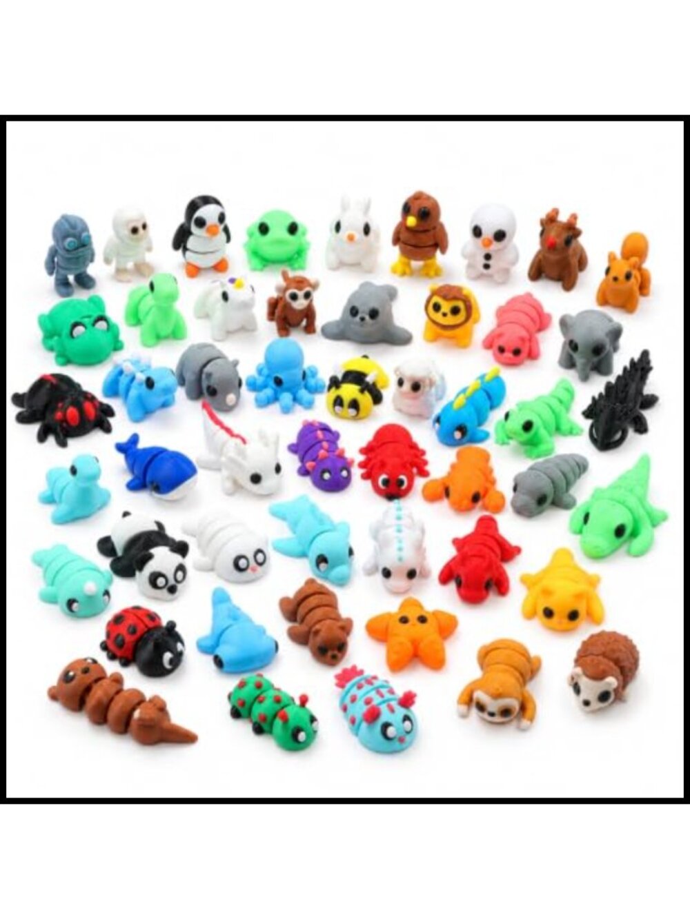 50pc Mini 3D Printed Animal Figurines Articulated Fidget Toys Desk Decor